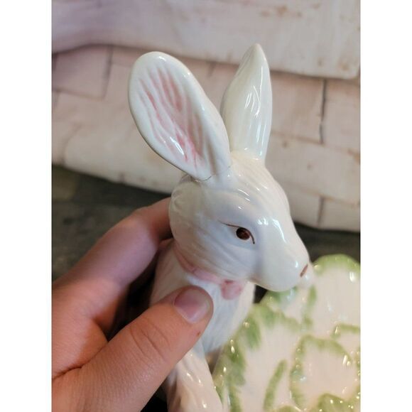 Bazaars world ceramic bunny cabbage‎ lettuce plate home decor - Picture 3 of 8